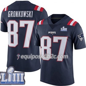 Camiseta Hombre NFL New England Patriots Rob Gronkowski 87 Nike Azul 2019 Super Bowl LIII